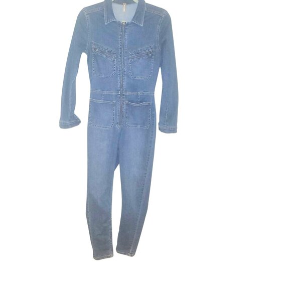 Free People Lennox Jumpsuit Coveralls Denim One Piece Blue. Size Small. - Picture 4 of 9